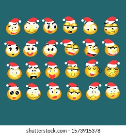 
Set of different emoji under the theme of New Year.