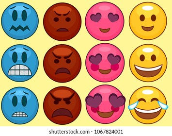 Set Different Emojis Emotions Laughter Anger Stock Vector (Royalty Free ...