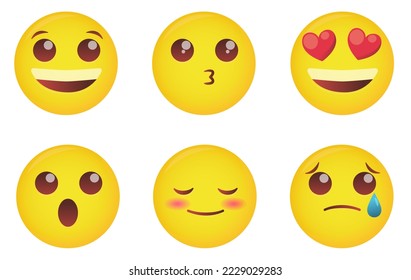 Set with different emojis on white background, illustration