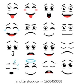 Set of different emoticons. Vector illustration emoticon cartoon