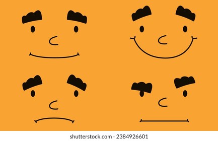 Conjunto de emociones diferentes. Ilustraciones bonitas de estilo plano.