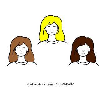 Set of different emotions of a female character.