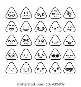 Set of different emotions icon. Freehand drawing face isolated on white background. Vector illustration.