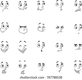 set of different emotions. vector. linear style. Black and white.