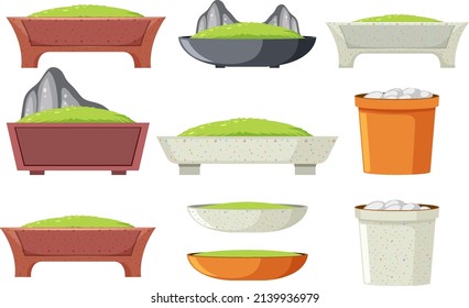 Set Of Different Empty Flowerpot   Illustration