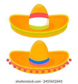 Set of different ethnic national mexican sombrero hats