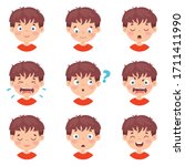 Set Of Different Expressions Of Kids