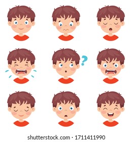 Set Of Different Expressions Of Kids