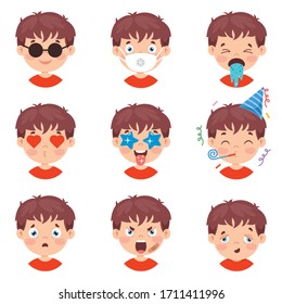 Set Of Different Expressions Of Kids