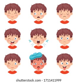 Set Of Different Expressions Of Kids