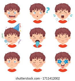 Set Of Different Expressions Of Kids