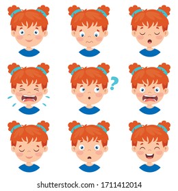 Set Of Different Expressions Of Kids