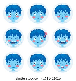 Set Of Different Expressions Of Kids