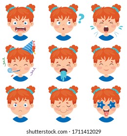 Set Of Different Expressions Of Kids