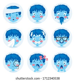 Set Of Different Expressions Of Kids