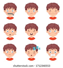 Set Of Different Expressions Of Kids