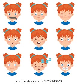 Set Of Different Expressions Of Kids