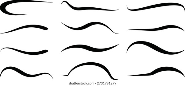 Un conjunto de diferentes diseños de cejas, que varían en forma, tamaño y curvatura