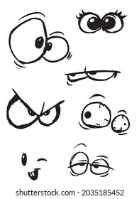 un conjunto de diferentes ojos de emociones ilustraciones vectoriales