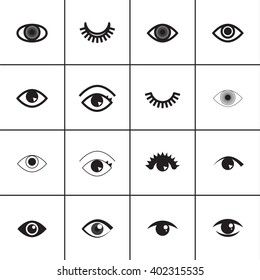 Set of different eyes icons. 