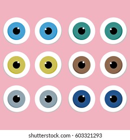 Set of different eyes icons. Vector collection. Flat design style.