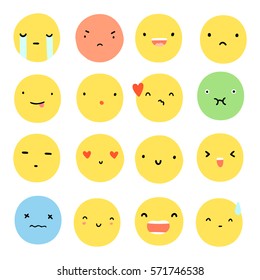 Set of different face emotions. Vector hand drawn cartoon illustration