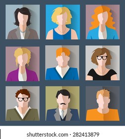 Set of different faces. Vector illustration