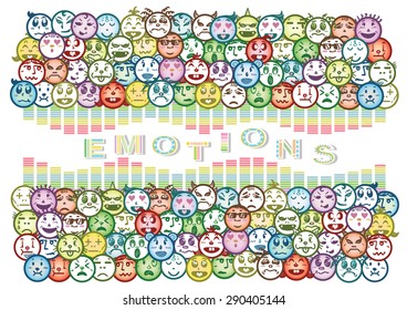 Set of different facial emotions. Hand drawn vector.