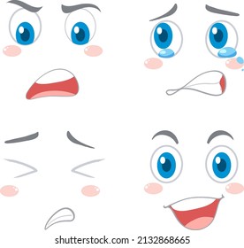 Set of different facial expression illustration