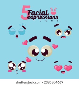 Set of different facial expression Vector