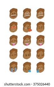 Set of different facial expressions on a white background