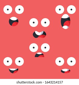 Set of the different facial expressions vector cartoon illustration, isolated on background