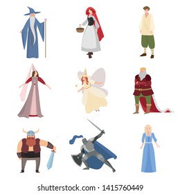 Set of different fairy tale character, personages, childhood