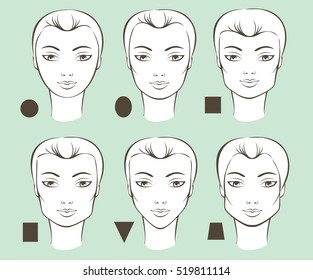 Set Of Different Female Face Shapes Vector