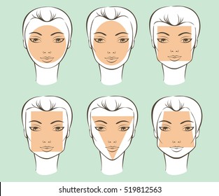 Set Of Different Female Face Shapes Vector