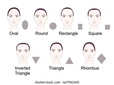 Set of different female face types in vector illustration.