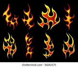 Set of different fire patterns for design use