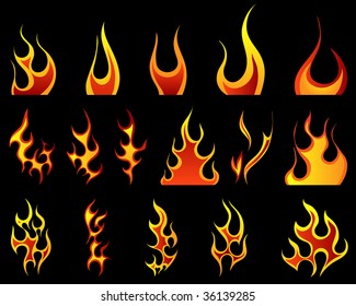 Set of different fire patterns for design use