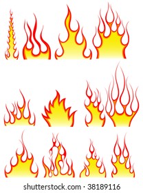 Set of different fire patterns for design use