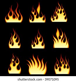 Set of different fire patterns for design use