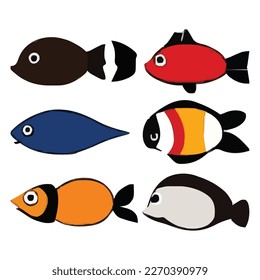 Set of different fishes vector file