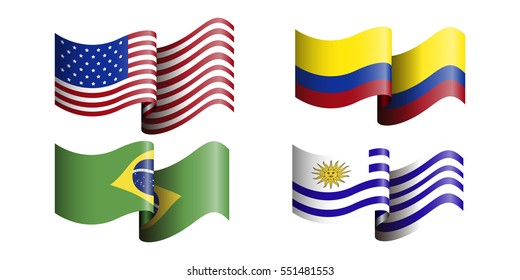 Set Different Flags On White Background Stock Vector (Royalty Free ...