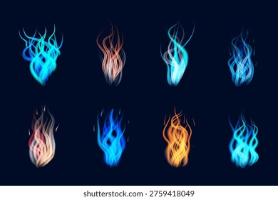 A set of different flames, fire