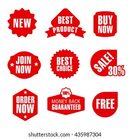 set of different flat advertising and promotion badges, stickers and banners