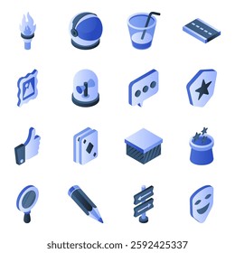 Set of Different Flat Isometric Icons

