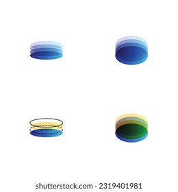 Set of different flat and outline paper layers design icons. Wed logo interface for circle isometric layers