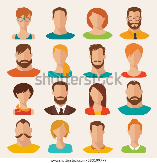 Set Different Flat Vector Characters Flat Stock Vector (Royalty Free ...