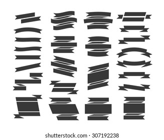 Set of different flat vector ribbons with copyspaces. 