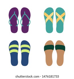 Set of different flip flops, vector illustration