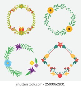 Set of different floral frame from flat editable stroke. Luxury line floral collection for wedding invitation art, design template of save the date card. Botanical vector illustration, lined herbs